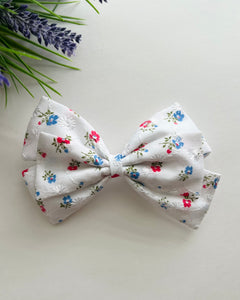 Blue Red Floral Bow