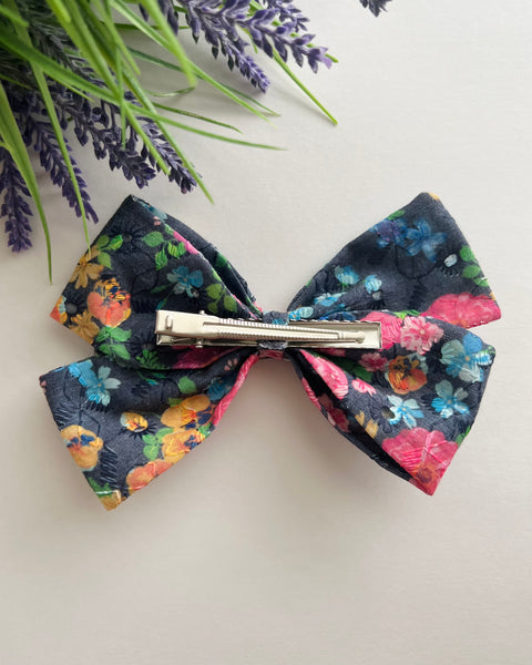 Black Floral Bow