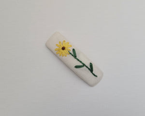 Sunflower Embroidered Snap Clip