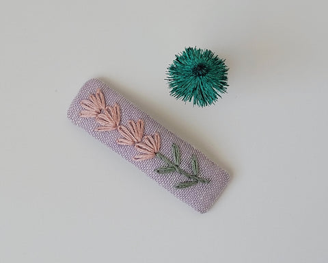 Lavender Embroidered Snap Clip