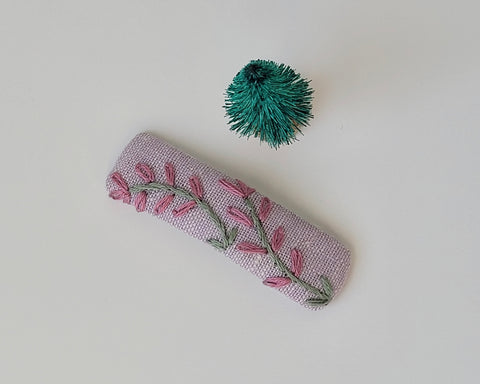 Lavender Embroidered Snap Clip