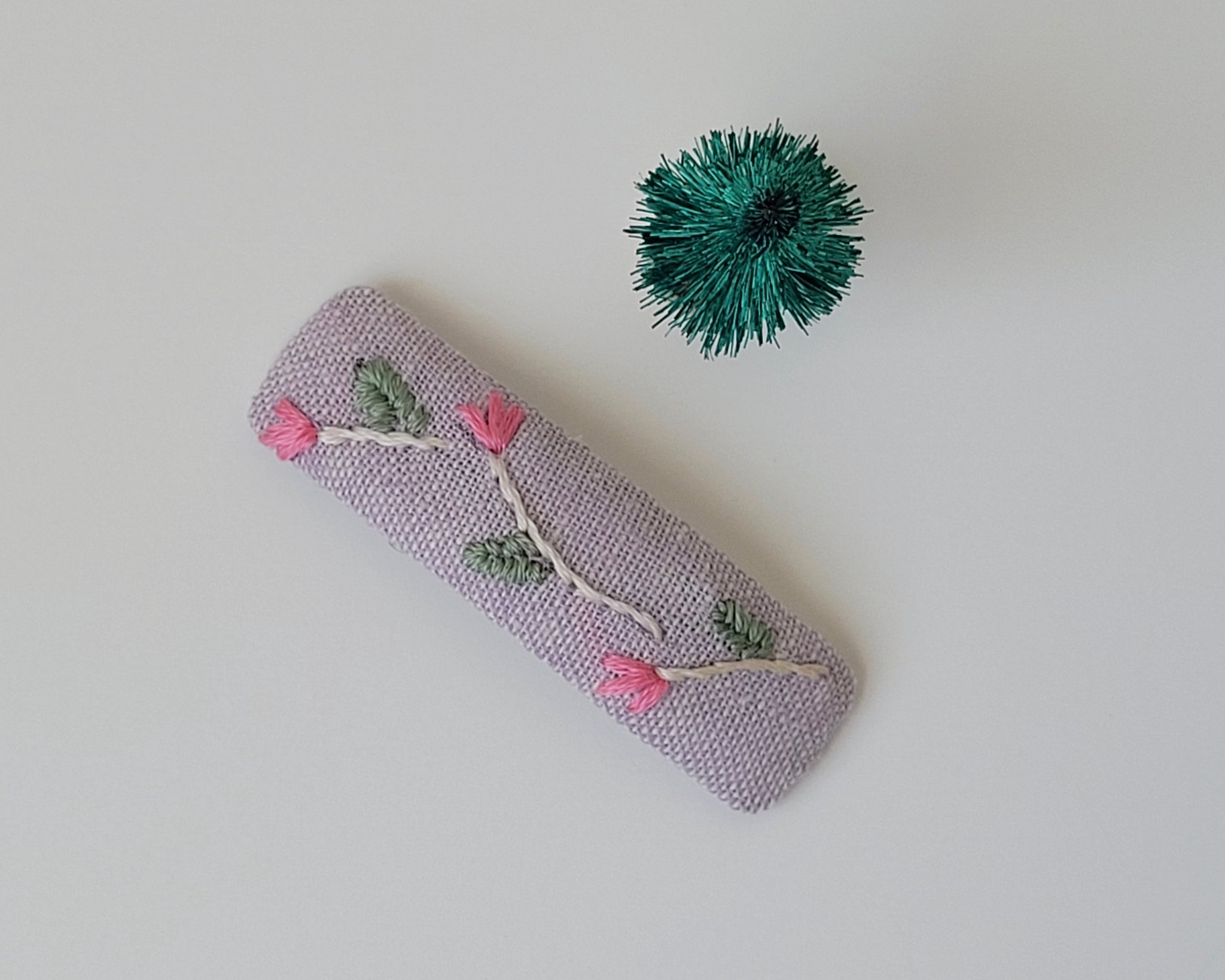 Lavender Embroidered Snap Clip